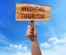 Medical tourism wooden sign