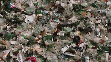 Glass bottles and splitters garbage trash for recycle at the dump