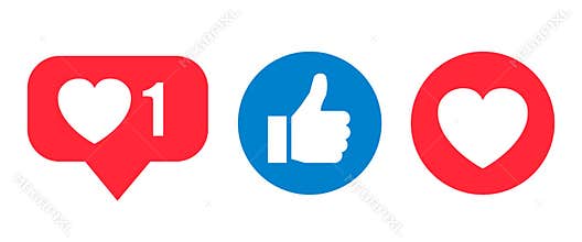 Social network reactions icon, like, heart - vector