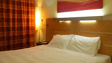 Comfortable bedroom panoramic night