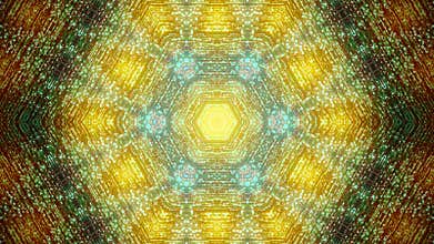 Fractal blue kaleidoscopic background. Background motion with fractal design. Disco spectrum lights concert spot bulb