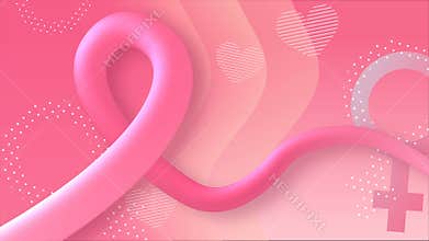 Breast Cancer Awareness 3d pink ribbon animation