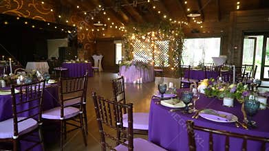 Wedding decor. Wedding interior. Table layout concept. Table decor of newly married. Restaurant interior. Expectation of