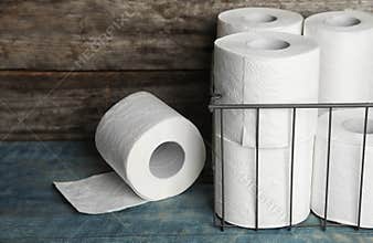 Toilet paper rolls on table