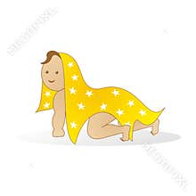 Baby Crawling with Star Blanket