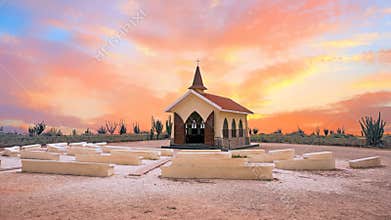 Little chapel at Alto Vista on Aruba island in the Caribbean