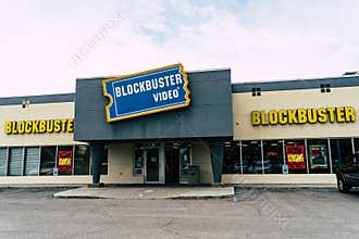 AUGUST 12 2018 - FAIRBANKS, AK: Exterior view of a closing Blockbuster Video store