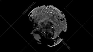 Earth. Planet seamles looping. Rotating globe, shining continents with accented edges. Abstract cyber animation with