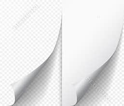 White page curl corner on blank sheet of paper. Turn paper sticker with flip edge isolated on transparent background. Vector web b