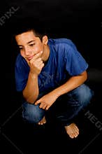 Pakistani boy is thinking