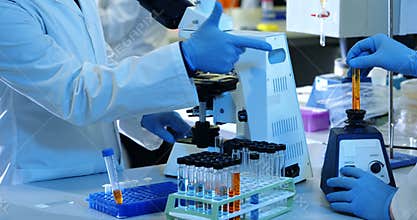 Scientist experimenting in laboratory 4k