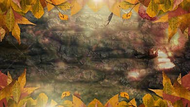 Frame and falling autumn leaves