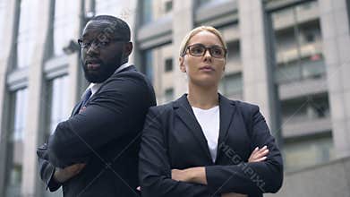 Business partners have disagreement in startup, confrontation of ideas, rivalry