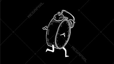 Alarm Clock Running Drawing 2D Animation