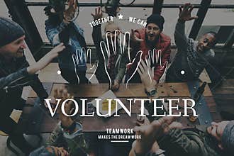 Helping Hands Volunteer Support Community Service Graphic