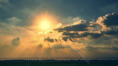 Timelapse dramatic sky and sun light