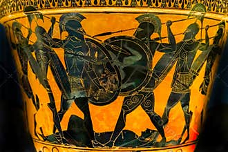 Ancient Greek Phalanx Pottery National Archaeological Museum Athens Greece