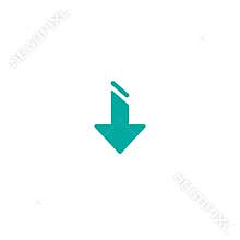 Blue sharp arrow down icon. download sign. isolated on white