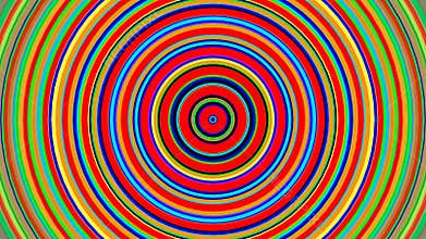 Rainbow color concentric circles growing. Seamless loop smooth 3D animation. Abstract background