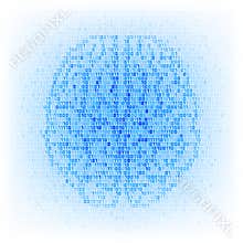 Artificial intelligence concept. Binary code brain icon.