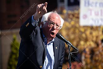 RENO, NV - October 25, 2018 - Bernie Sanders shouting during a s