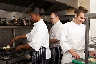 Team Of Chefs Preparing Food