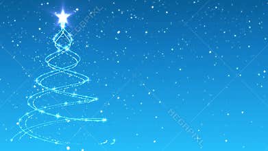 Christmas Tree Particle Animation on Snowy Winter Background