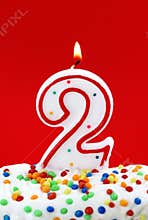 Number two birthday candle