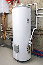 Water heater in modern boiler room