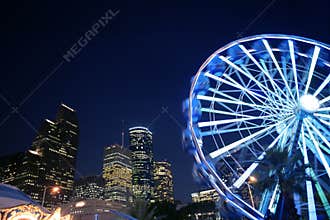 Ferris wheel at the fair night lights in Houston