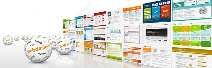Horizontal Website Banner with Templates, Spheres and Abbreviati