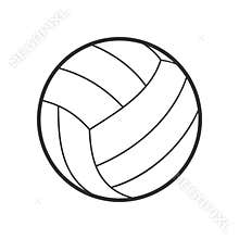 Volleyball Ball Outline Flat Icon on White