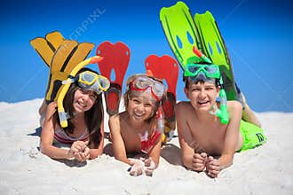 Happy kids on the beach