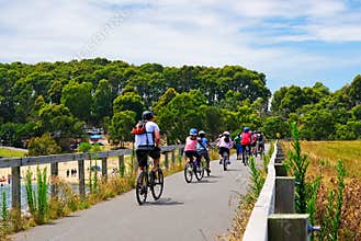 Mixed group of cyclists