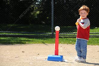 T-ball player up to bat