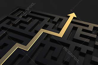 Golden path showing the way out of the maze