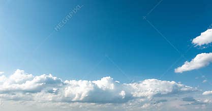 Blue sky white clouds, time lapse beautiful clear weather in horizon, cloudscape fast motion, moving away, sunny day