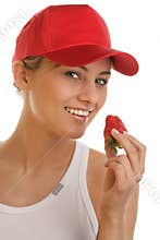 Woman with strawberry