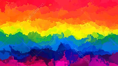 Abstract animated twinkling stained background seamless loop video - watercolor splotch effect - bright vibrant rainbow full color