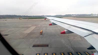 Airplane moving on runway