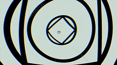 Hypnotic video pattern. Retro psychedelic animation with geometric shapes, blue background. Geometric loop background