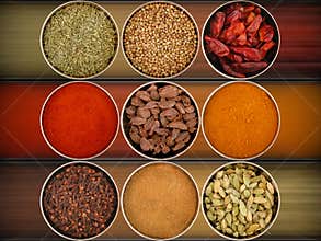 Nine different spices