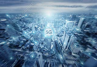 Technology 5G internet network illustration.