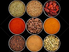 Nine different spices
