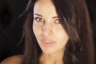 Brunette Girl with Perfect Facial Features