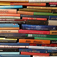 Stack Of Books Piled Up To Study All Night Long