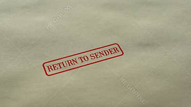 Return to Sender seal stamped on blank paper background, delivery failed