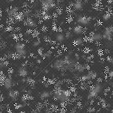 Realistic falling Christmas decoration snowflakes effect isolated on transparent background. Falling snow pattern. Magic