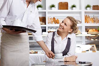 The happy visitor of cafe