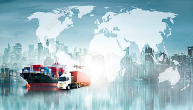 Global business logistics import export background and container cargo freight ship